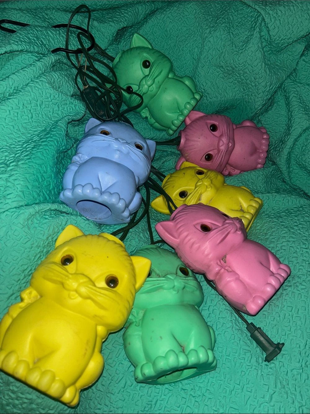 🐈😻Vintage Plastic Cat String Lights - Yellow, Pink, Green, Blue KITTY CAT LOVERS - Picture 4 of 8